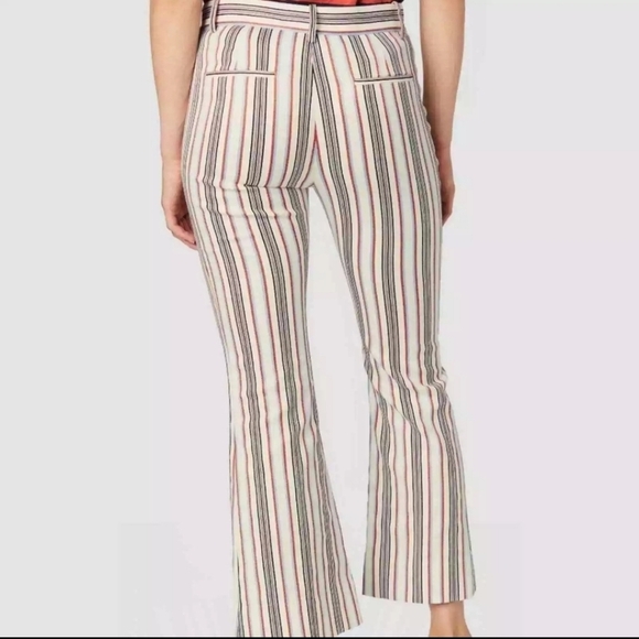 Derek Lam 10 Crosby Ankle Crop Pants Retro Stripe Trousers Cream - Picture 2 of 13